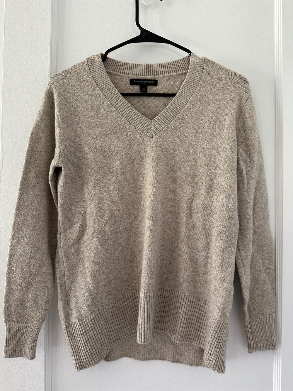 Banana Republic Neutral Taupe V-Neck Knit Sweater
